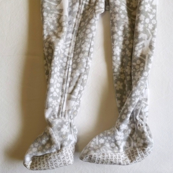 carter's silver ballerina fleece zipper footie sleeper pajamas 2T toddler girls - Picture 4 of 7